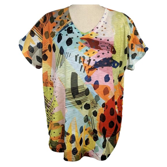 Jess & Jane Womens XL Abstract Print Lightweight Pullover Tunic Top - Picture 1 of 7